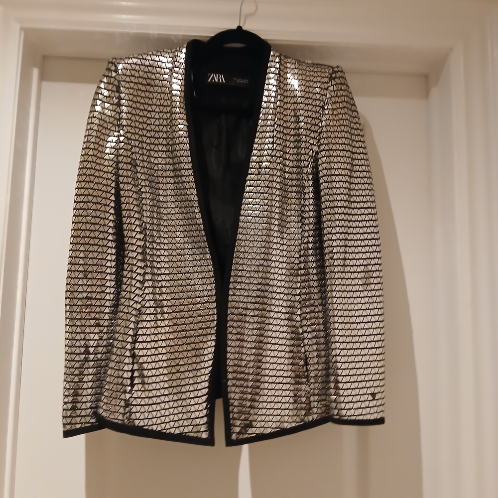 Zara Metallic Silver Blazer - Picture 4 of 14